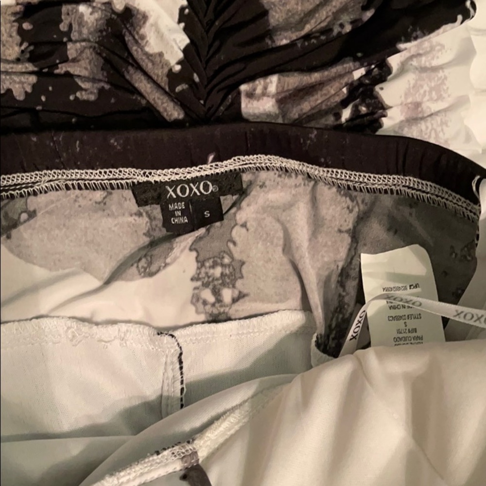 NWOT XOXO Print Strapless Shirred Mini Dress With Halter Necklace Small - Picture 6 of 10